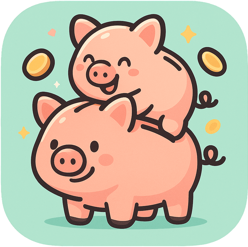 Two cute piggy banks - one giving the other a piggyback ride